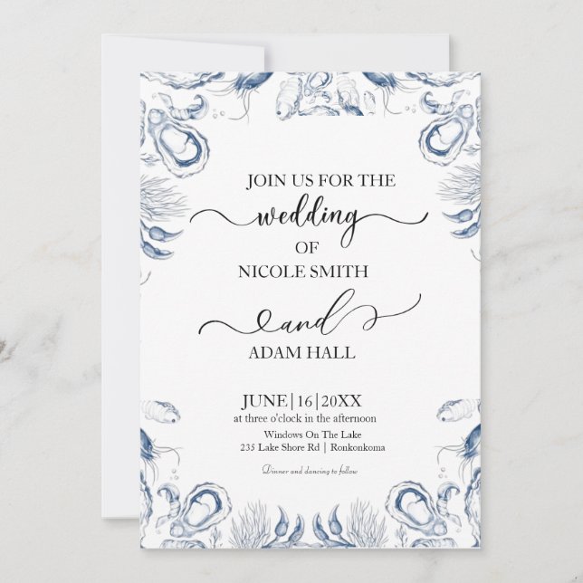  Sea Beach Wedding Invitation |Coastal Destination (Front)