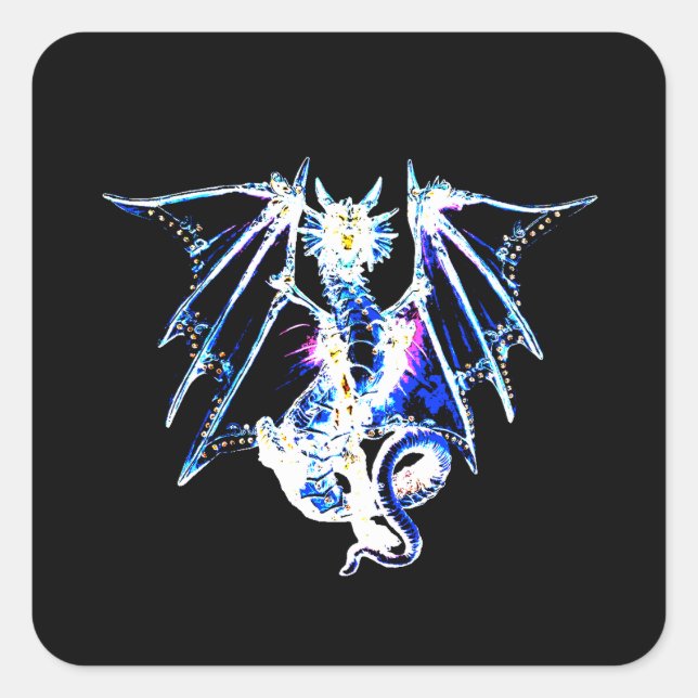 Sea Beast Dragon Ocean Fantasy Mythical Creature Square Sticker (Front)