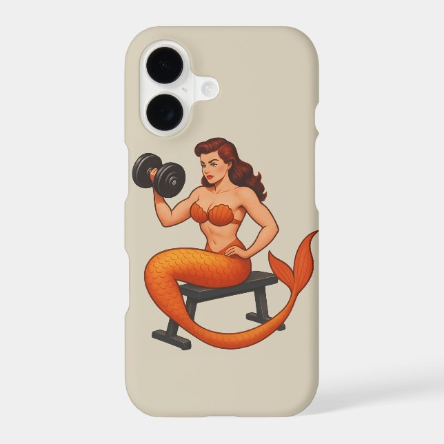 Sea Beast Gym Mermaid | Retro Fitness Pin-Up Phone (Back)