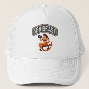 Sea Beast Gym Mermaid   Retro Pin-Up Activewear  Trucker Hat