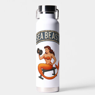 Sea Beast Gym Mermaid Retro Pin-Up Workout Gear Water Bottle