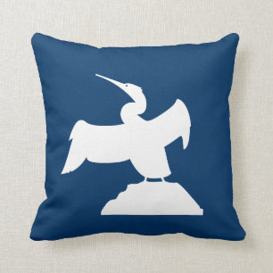 SEA BIRD. WHITE on  blue pillow