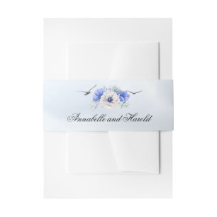 Sea Birds and Blue Flowers Beach Wedding Invitation Belly Band