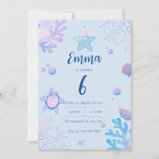 Sea Birthday party invitation template