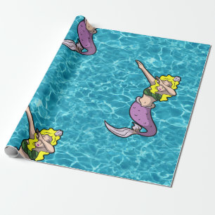 sea blonde dabbing mermaid wrapping paper