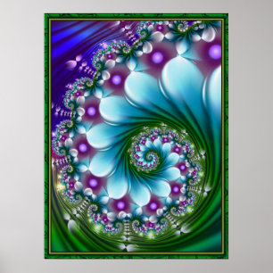 Sea Blossom Spiral Poster