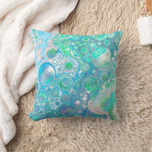 Sea Blue Abstract Bubbles Cushion