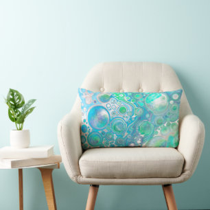 Sea Blue Abstract Bubbles Throw Pillow