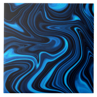 Sea Blue Abstract Fluid Tile