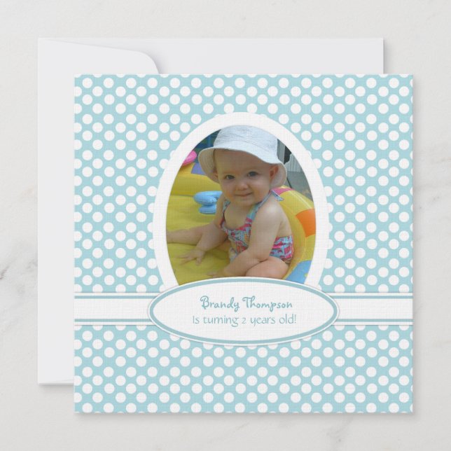 Sea Blue and White Polka Dot Party Invitation (Front)