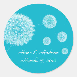 Sea Blue Aqua Wedding Dandelion Sticker