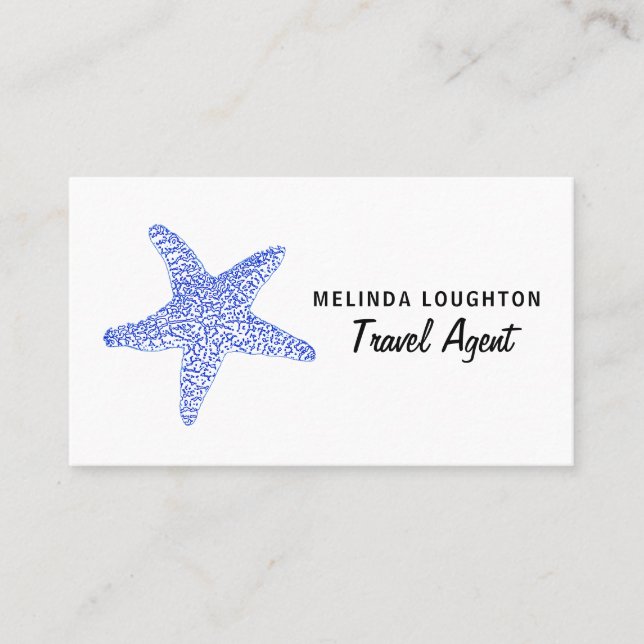 Sea Blue Beach Starfish, Travel & Tourism Business Card (Front)