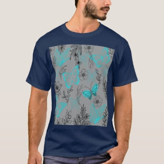 Sea Blue Butterflies in the Ultimate Grey Forest T-Shirt
