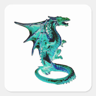 Sea Blue Dragon Mythical Creature Ocean Fantasy  Square Sticker