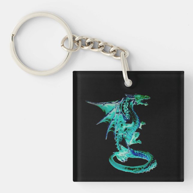 Sea Blue Dragon Ocean Fantasy Mythical Creature  Key Ring (Front)