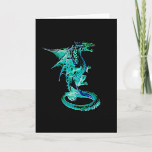 Sea Blue Fantasy Water Dragon Card