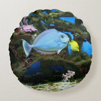 Sea Blue Fish Round Cushion