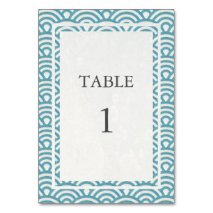 Sea Blue Green Waves Japanese Seigha Table Number