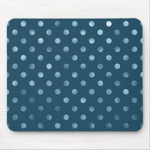 Sea Blue Metallic Faux Foil Polka Dot Aqua Dots Mouse Mat