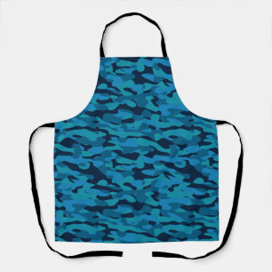 sea blue, midnight blue, teal blue, and blue camo apron