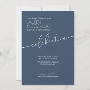 Sea Blue • Modern Minimalist Script Wedding Invitation