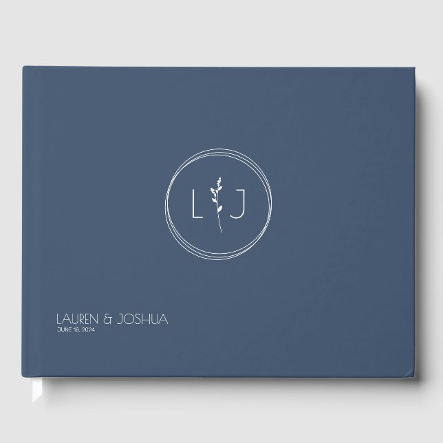 Sea Blue • Modern Minimalist Wedding Guest Book (Front)