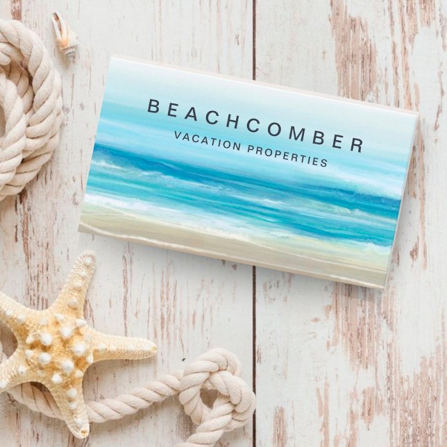 Sea Blue Ocean Waves Beach  Business Card (Creator Uploaded)