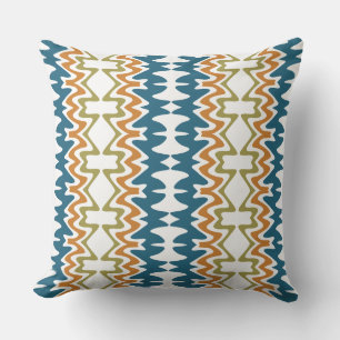 Sea Blue Pumpkin Orange Olive Green Pattern Cushion