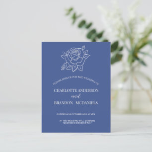 Sea Blue Rose Minimal Floral Wedding Invitation Postcard