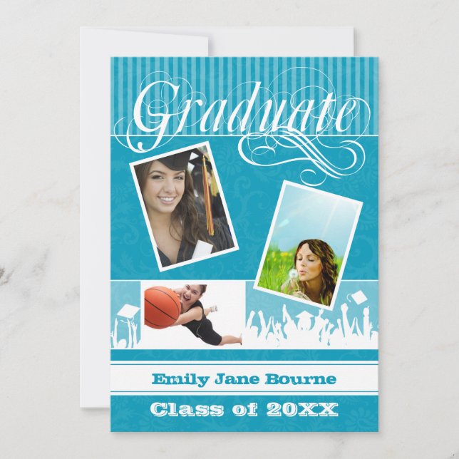 Sea Blue Senior Picture Class of Announcement (Front)