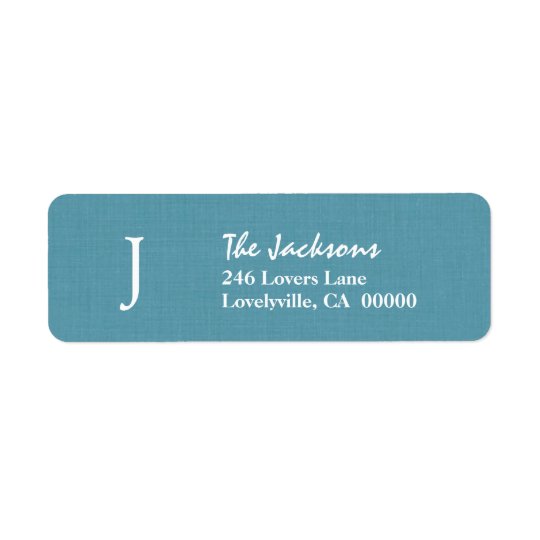 SEA BLUE Simple Monogram J or Any Initial A009 Return Address Label