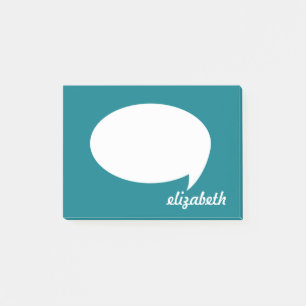 Sea Blue Talk Bubble Personalised Name Post-it Notes