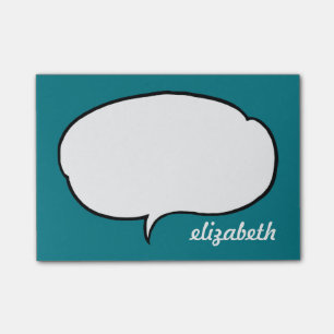 Sea Blue Talk Bubble Personalised Name Post-it Notes