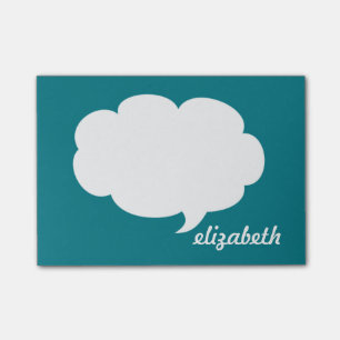 Sea Blue Talk Bubble Personalised Name Post-it Notes