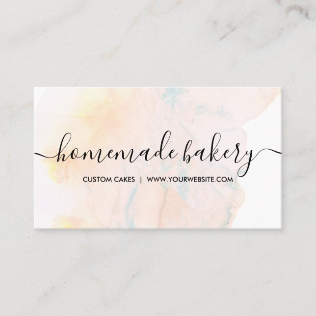 Sea Blue Teal Cream Simple Ombre Loyalty Bakery Business Card (Front)