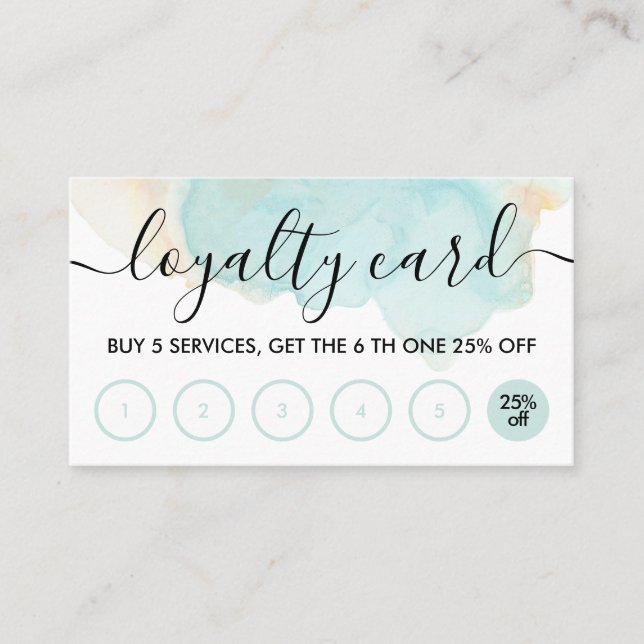 Sea Blue Teal Simple Ombre Loyalty Bakery Business Card (Front)