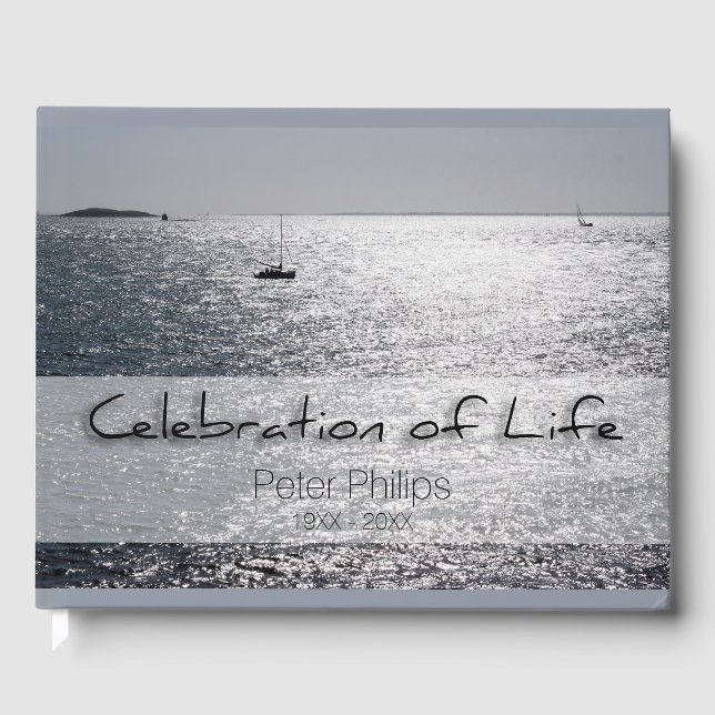 Sea Boat Celebration of Life Funeral Guest Book (Front)