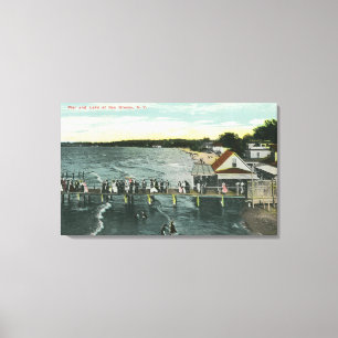 Sea Breeze Pier and Lake Scene Canvas Print