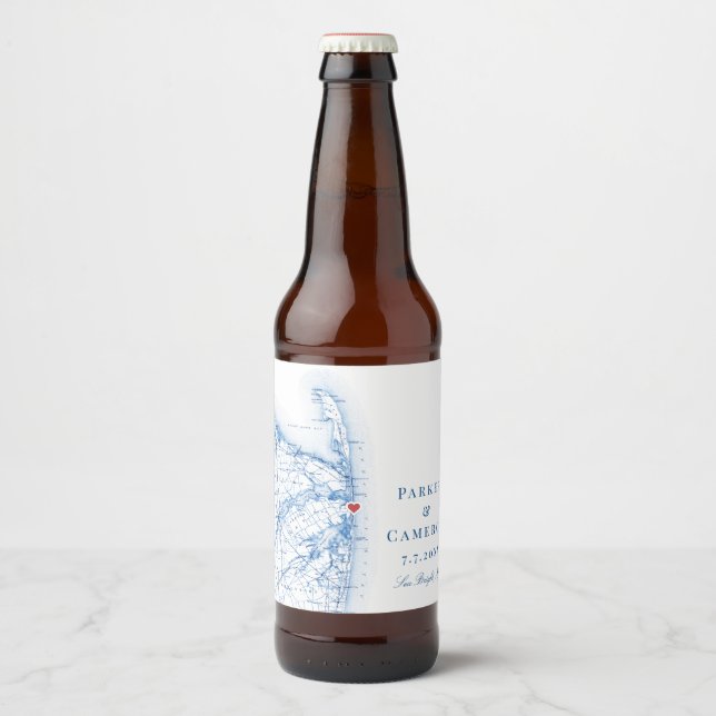 Sea Bright New Jersey Map Elegant Wedding  Beer Bottle Label (Front)