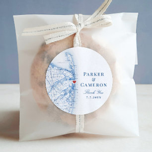 Sea Bright New Jersey Map Wedding Favour Classic Round Sticker