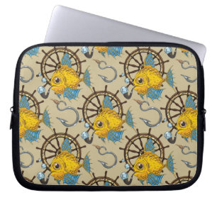Sea Captain Fish Pattern Laptop Sleeve