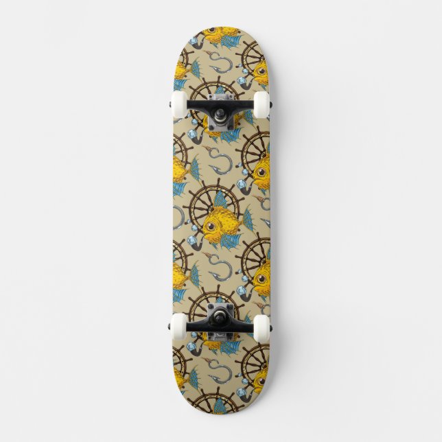 Sea Captain Fish Pattern Skateboard (Front)