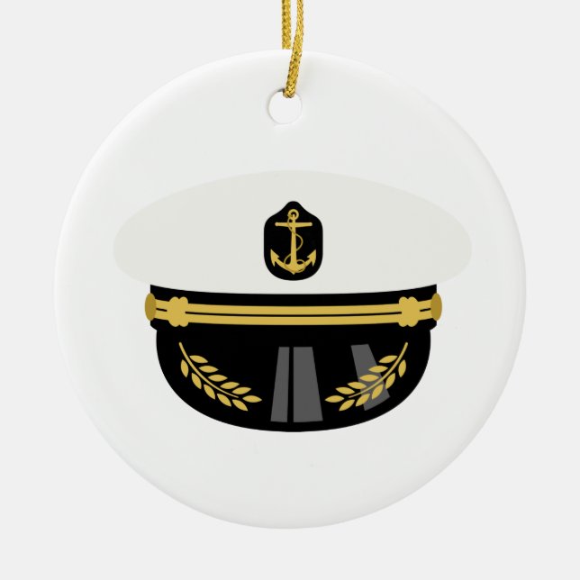 Sea Captain Hat Ceramic Tree Decoration (Front)