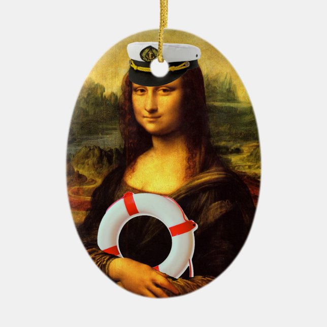 Sea Captain Mona Lisa Ceramic Tree Decoration (Front)