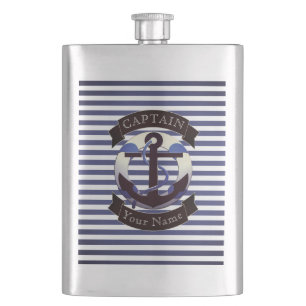 Sea captain sailor personalised hip flask
