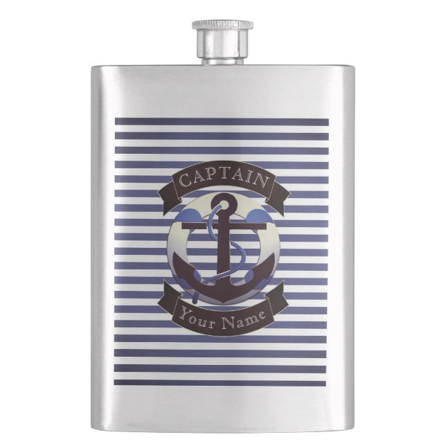 Sea captain sailor personalised hip flask (Front)