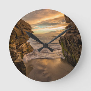 Sea cave at Windansea Beach Round Clock