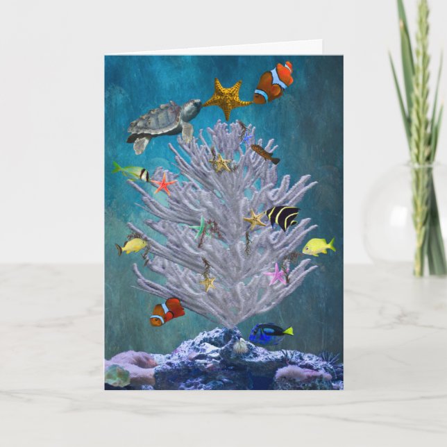 Sea Christmas Tree Holiday Card (Front)