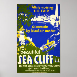 Sea Cliff New York Vintage 1939 Travel Poster