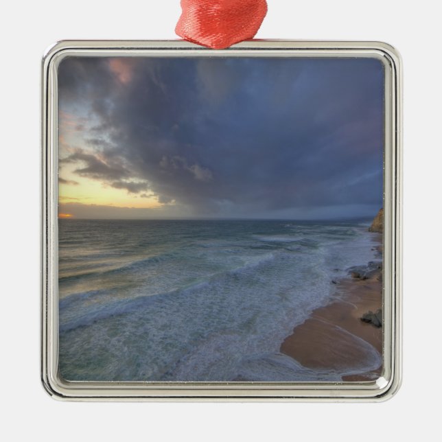 Sea cliffs catch days last light at Pomponi Metal Tree Decoration (Front)
